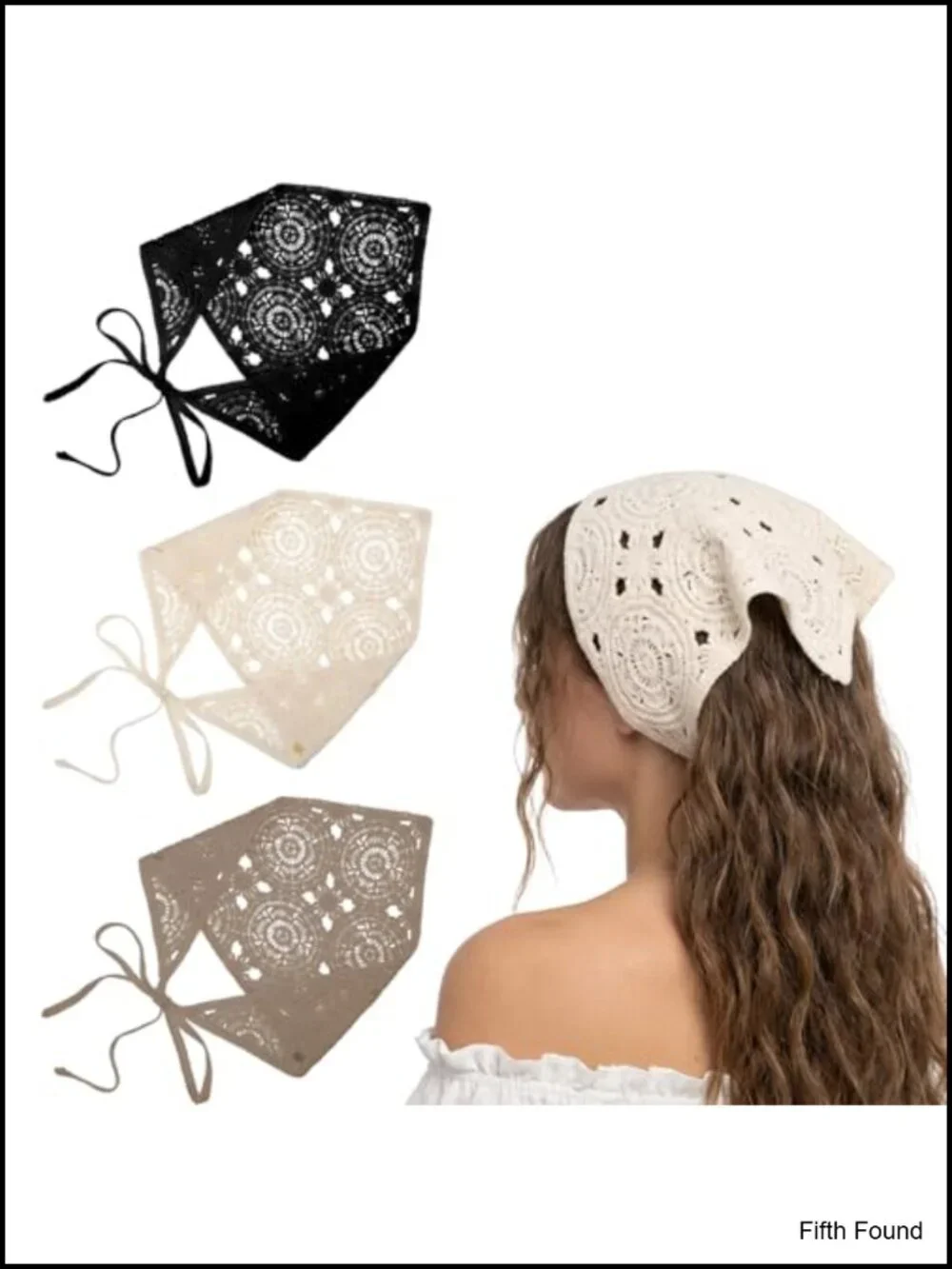 Floral Crochet Head Scarf 3 Pack Bandana Women